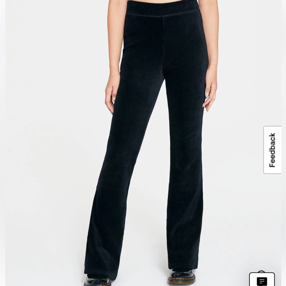 Aerie Size Xxs Black Ribbed Waistband Bell bottom Pants